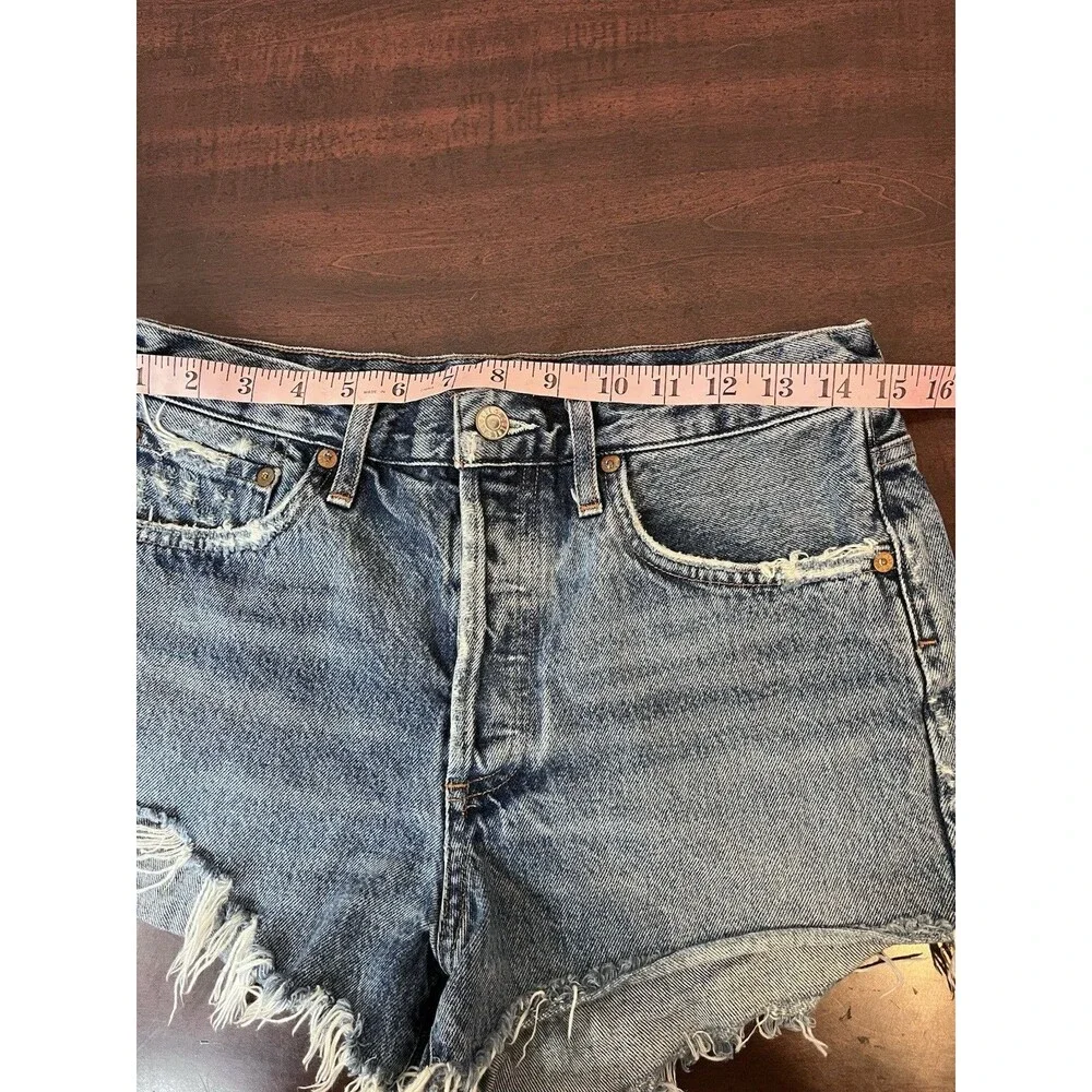 Agolde Women's High Rise Denim Short Distressed Size 27 100% Cotton - Picture 4 of 8